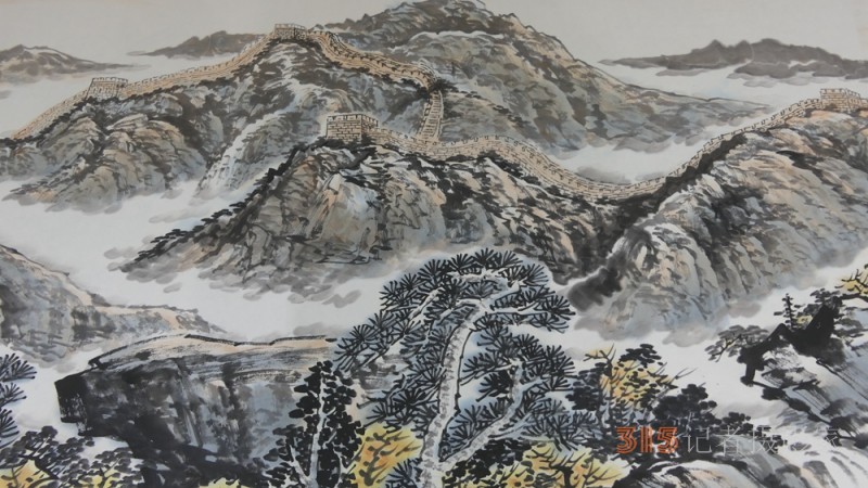 畫中游長(zhǎng)城 長(zhǎng)城一墨6年杰作800米長(zhǎng)城畫卷再現(xiàn)京城